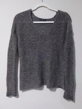 Eileen Fisher Petite Gray Metallic Alpaca Wool Blend Sweater PM